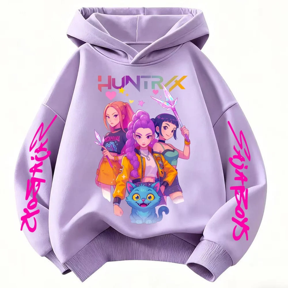 KPOP Demon Hunters Rumi Mira Zoey Hoodie Jumper Hooded Sweatshirt Clothes Huntrix