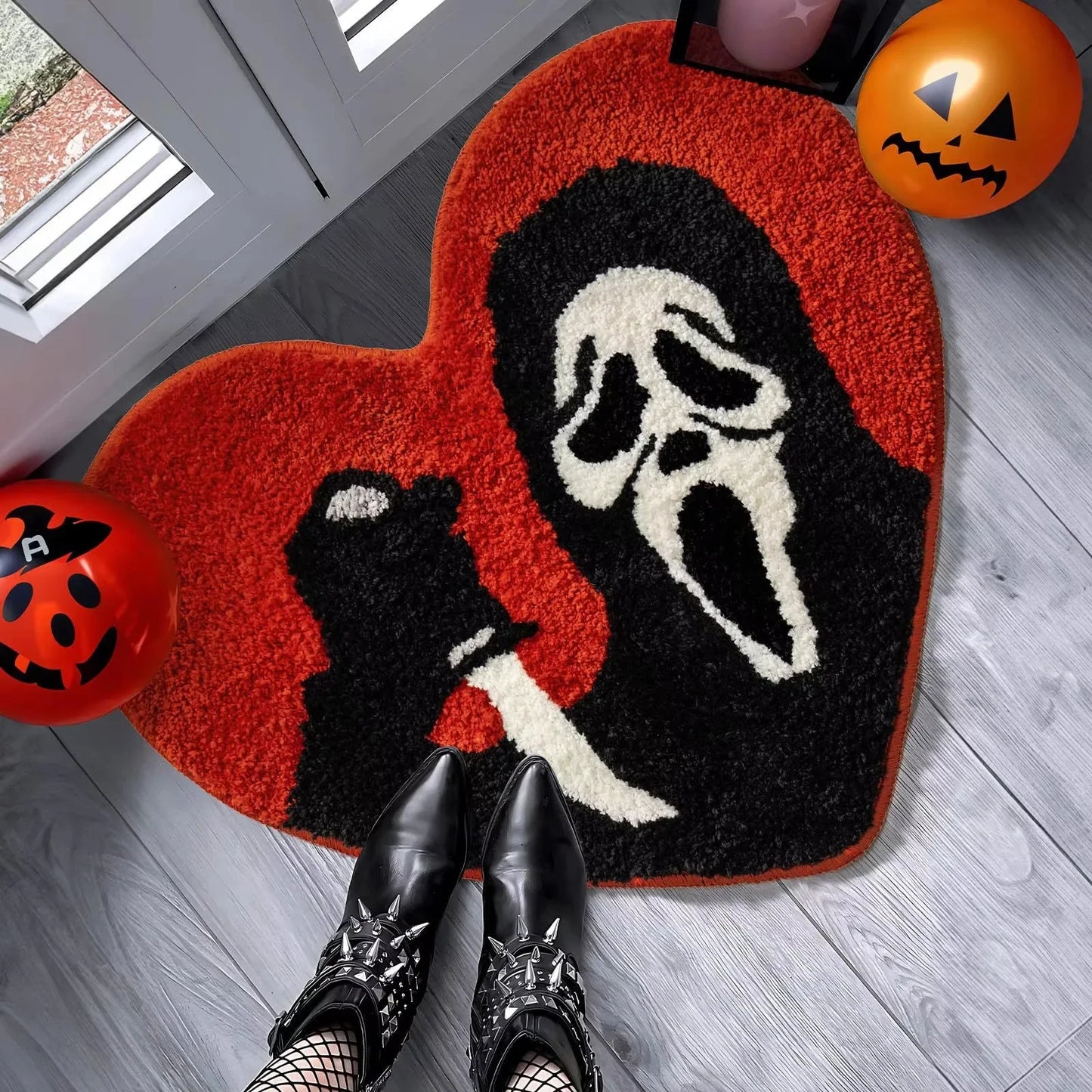 Love Horror Slasher Gothic Scream Bath Door Mat Non Slip Heart Shaped Rug