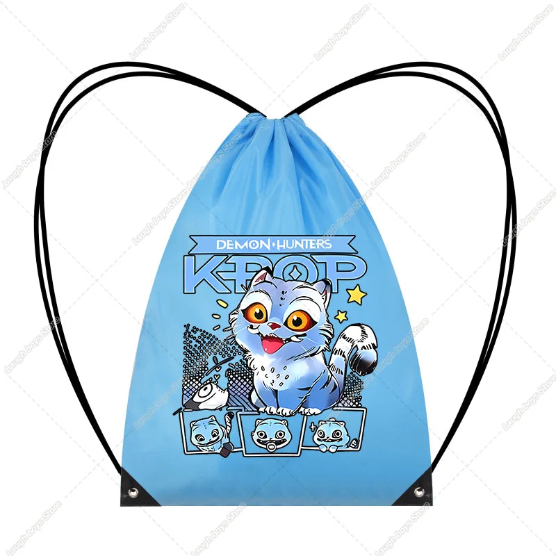 KPop Demon Hunters Merch Drawstring Bags Swim Sports PE Kit Book Bag Huntrix Rumi Derpy Gift Tiger
