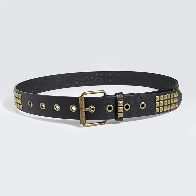 Punk Emo Belt Unisex Fashion Jeans Goth Retro Pu Leather Metal Studded Waist Belt