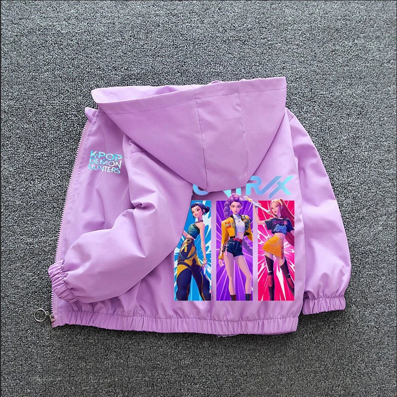 Kpop Demon Hunters Rumi Mira Zoey Clothes Girls Summer Raincoat Jacket Mac Waterproof