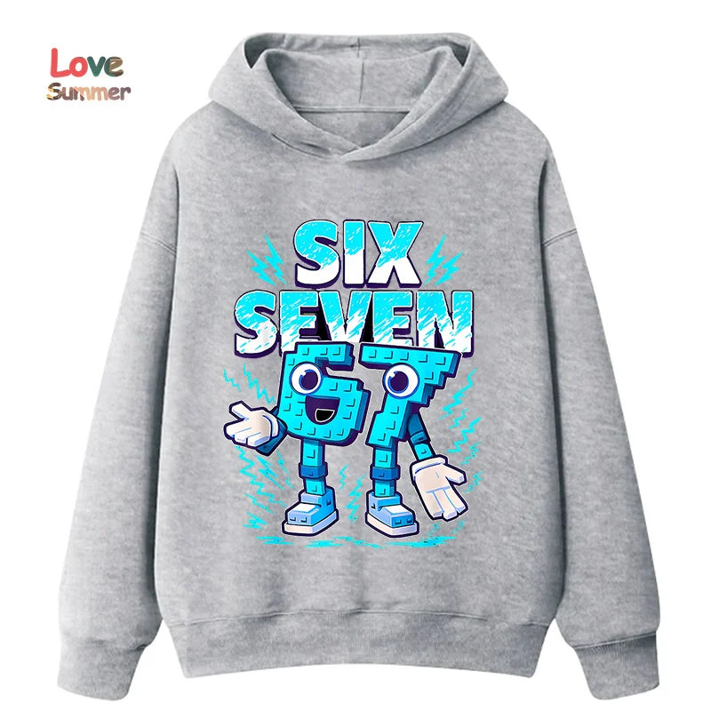 67 Six Seven Italian Brainrot Hoodie Funny Meme Pullover Girls Boys Fleece Sweatshirt