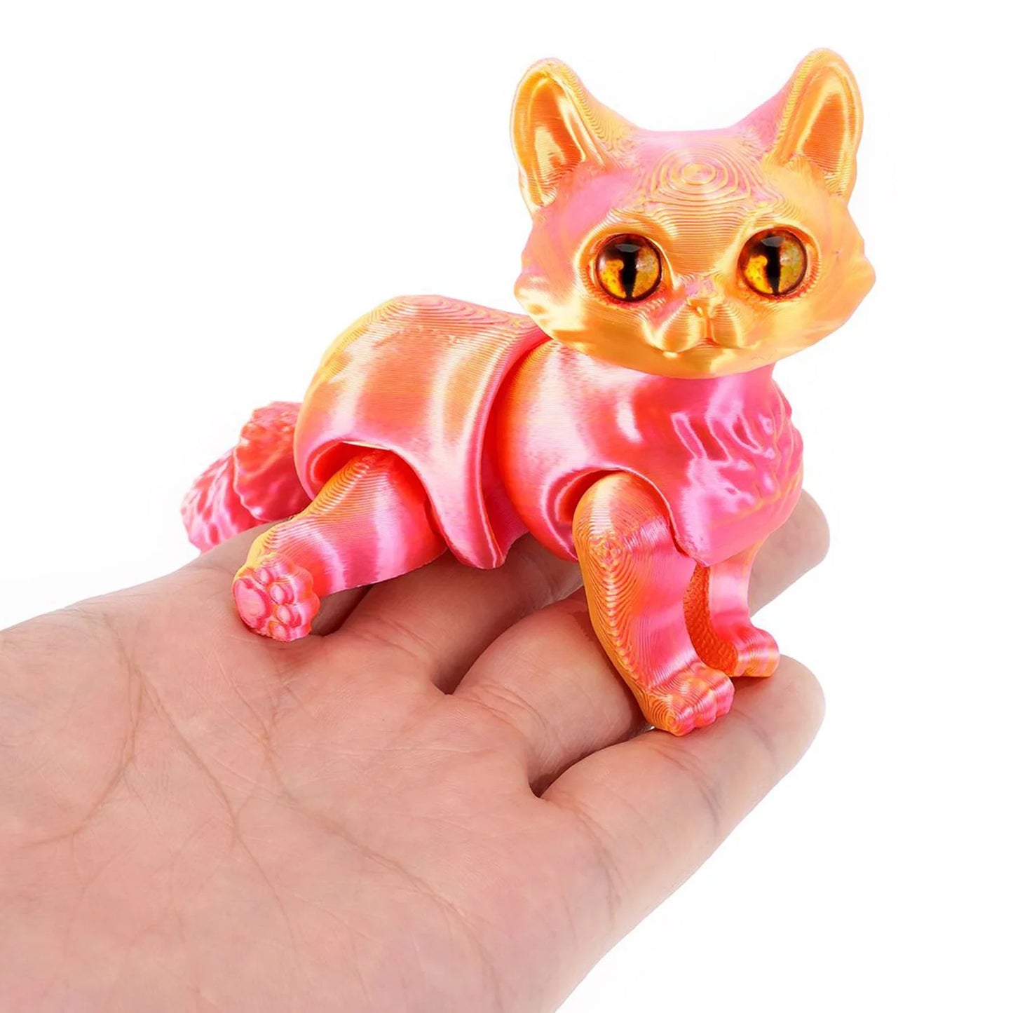 3D Printed Cute Cat Fidget Toy Figurine Articulated Animals Model Toy Desktop