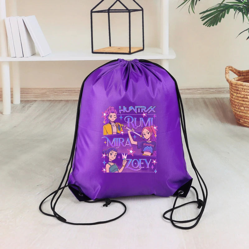 KPop Demon Hunters Kids Drawstring Bag Swimming Bag PE Kit Sports Huntrix School