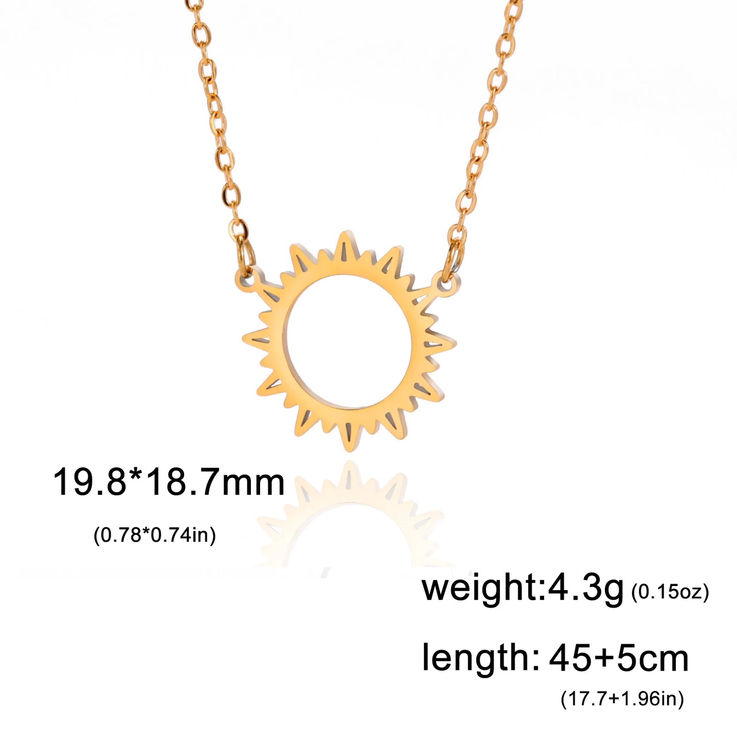 Sun Moon Pendant Chain Necklace Stainless Steel Bohemian Choker Necklace Pagan