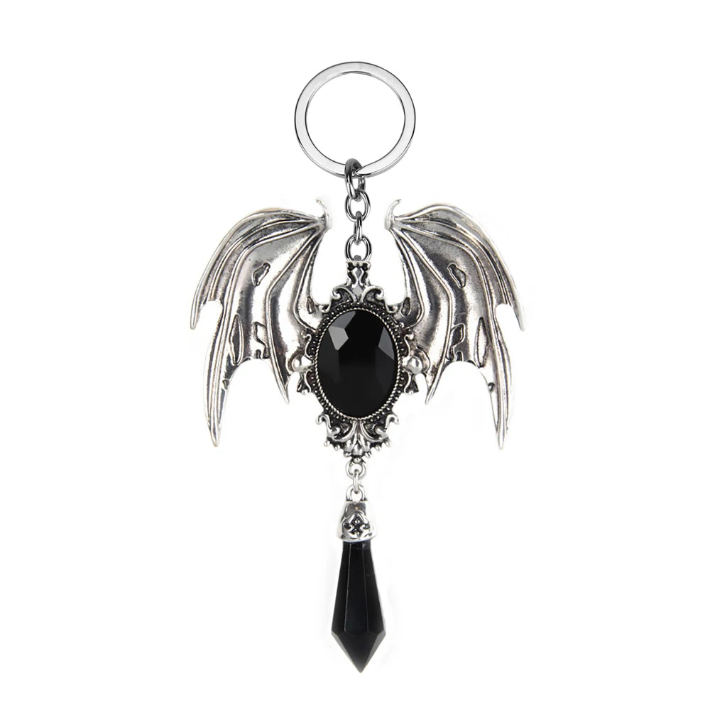 Gothic Vampire Bat Keyring Red Crystal Keychain Gothic Jewellery