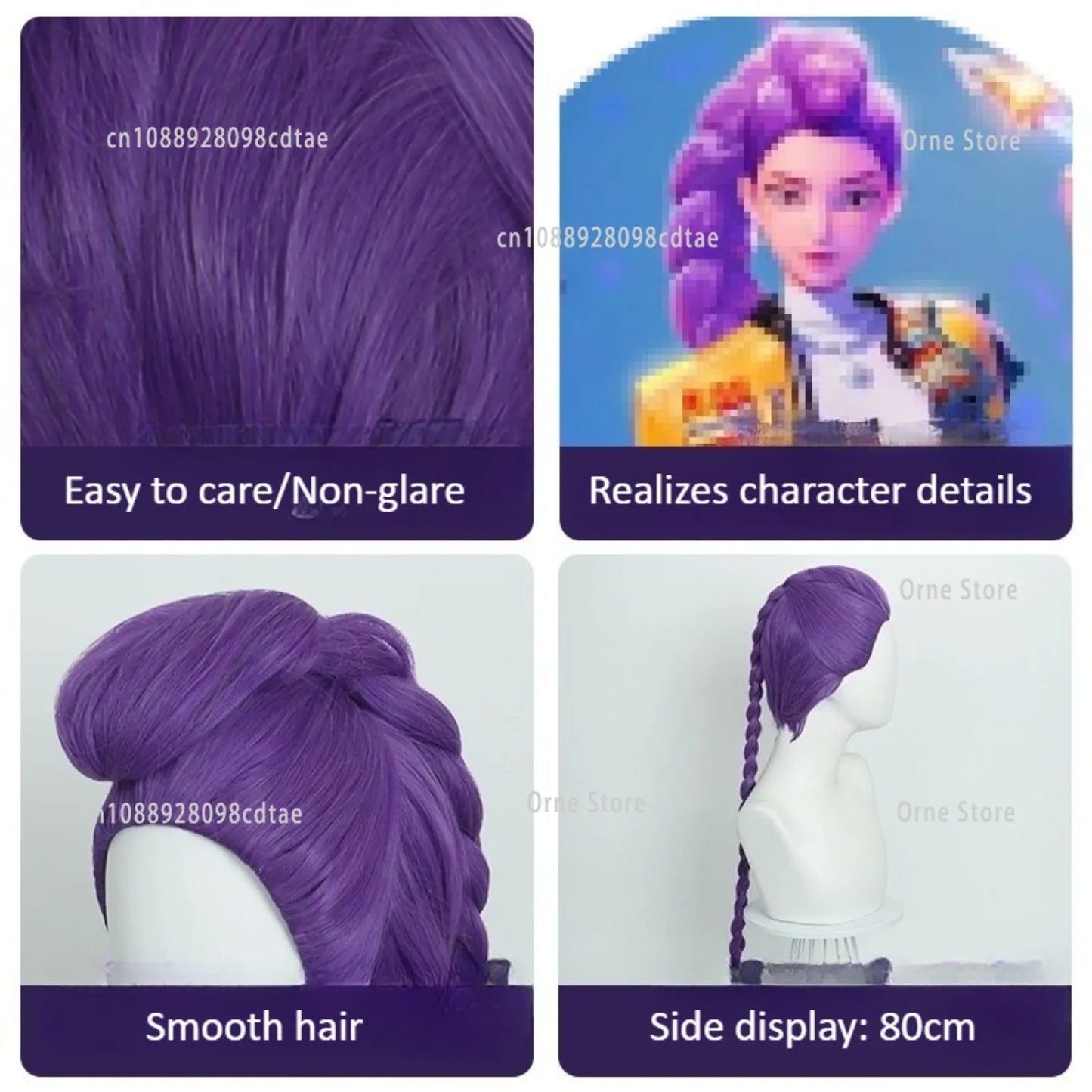 Demon Hunter Kpop Role Play Rumi Wig Huntrix Cosplay Fancy Dress Costume Purple Braid