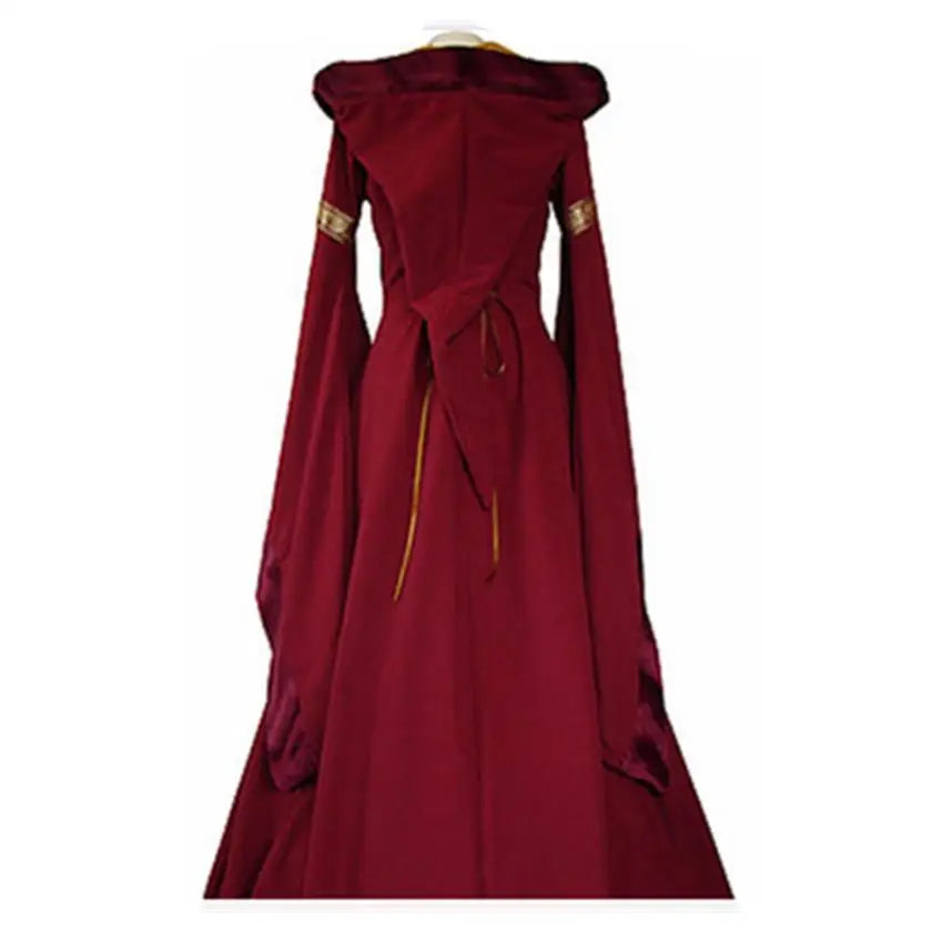 Pagan Ceremonial Medieval Gown Gothic Princess Hooded Long Dress