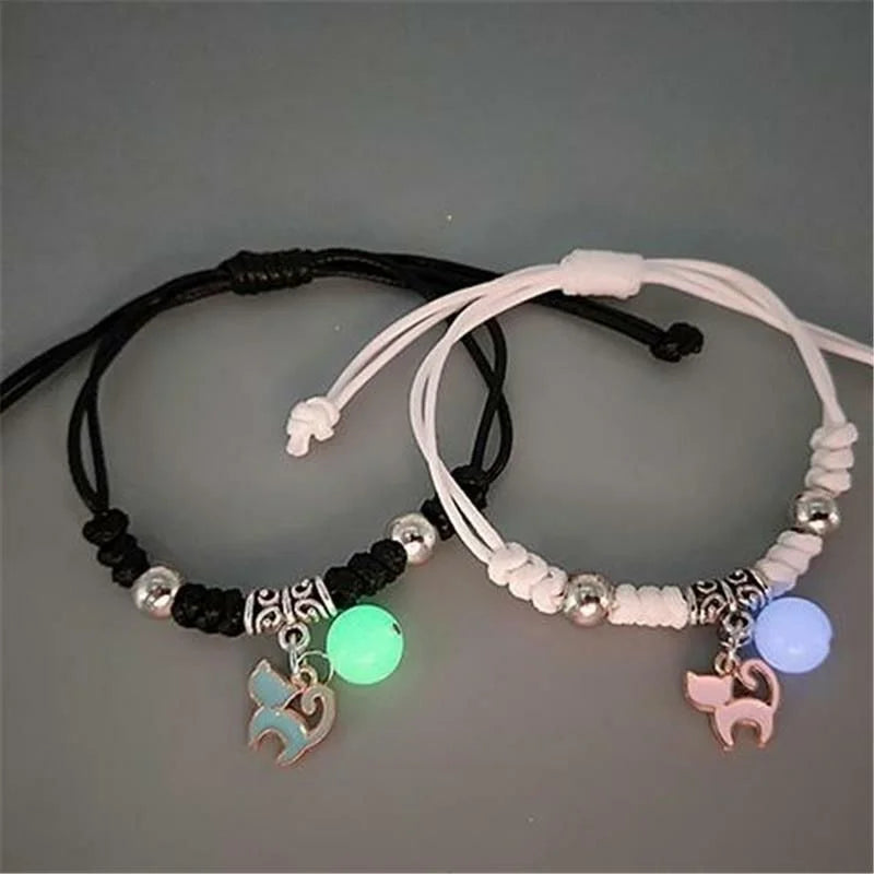 Glow in the Dark Luminous Bracelet Pair Friendship Star Pendant Charm
