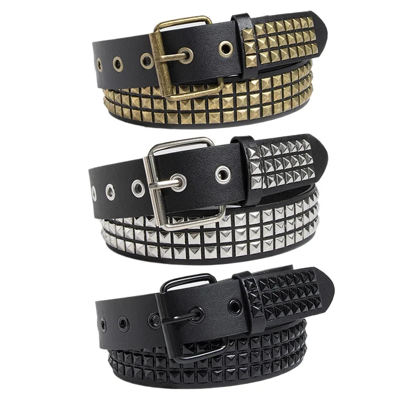 Punk Emo Belt Unisex Fashion Jeans Goth Retro Pu Leather Metal Studded Waist Belt