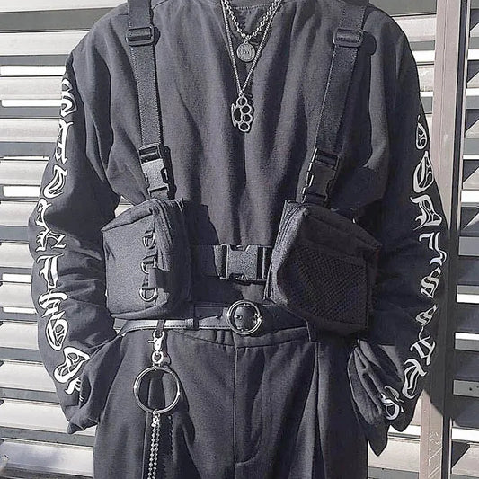 Punk Chest Bag Tactical Waist Pack Unisex Outdoor Vest Bag Harness Utility Pouch