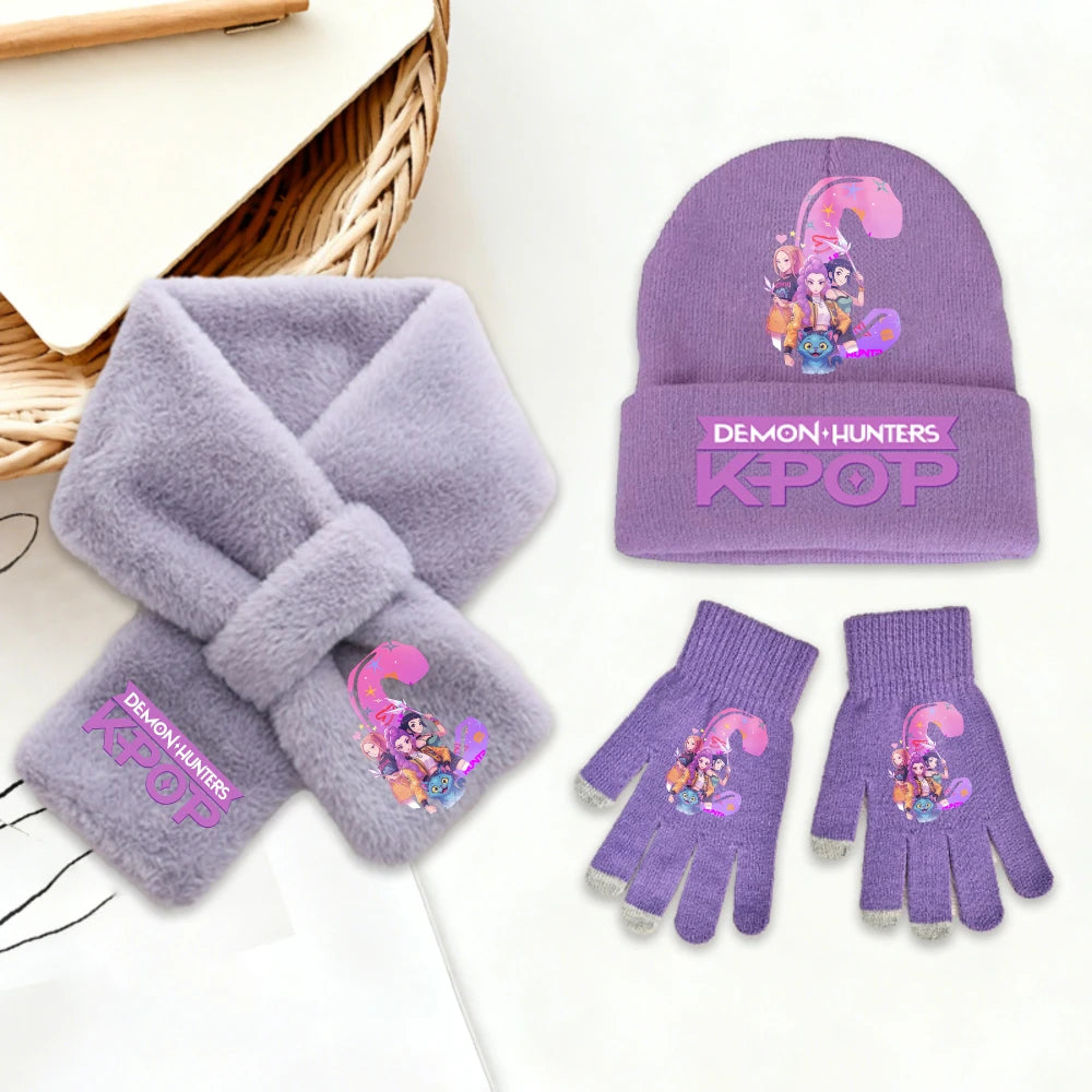K-Pop Demon Hunters 3Pcs Hat Gloves Scarf Set Huntrix Personalised