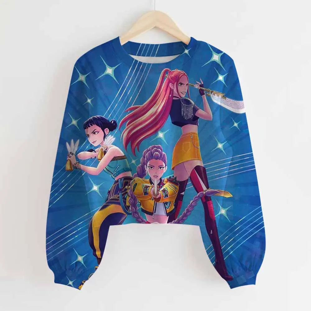 KPop Demon Hunters Huntrix Long Sleeved Top Jumper Sweater Clothes Merch Gifts Rumi Mira Zoey