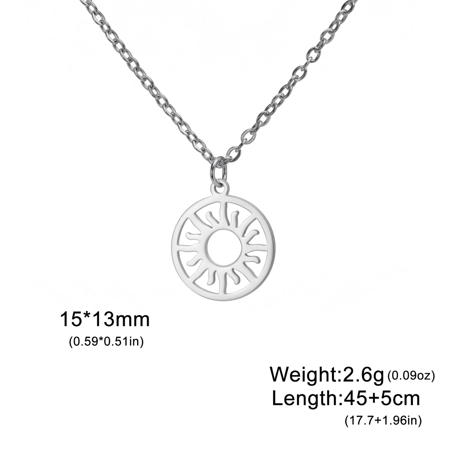 Sun Moon Pendant Chain Necklace Stainless Steel Bohemian Choker Necklace Pagan