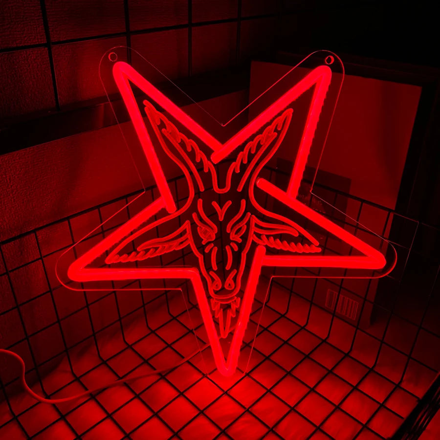 Baphomet Gothic Pagan Horror Neon Sign Gothic Home Decor Lighting
