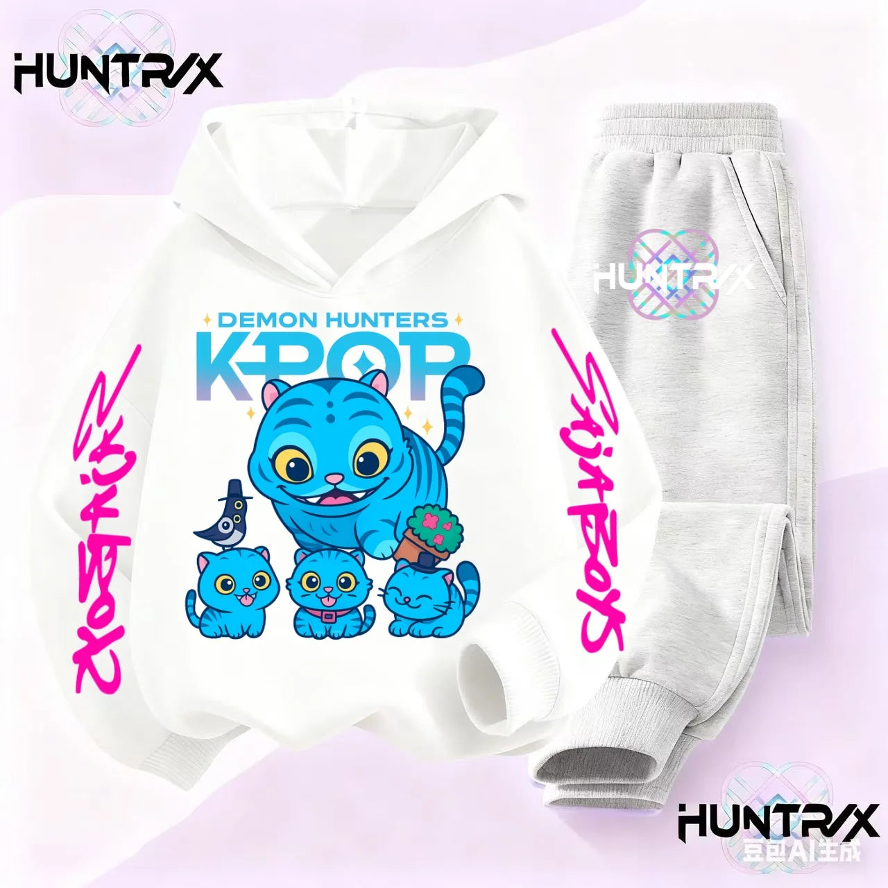 KPop Demon Hunters Hoodie Sweatshirt Joggers Tracksuit Set Derpy Tiger Clothes K-Pop