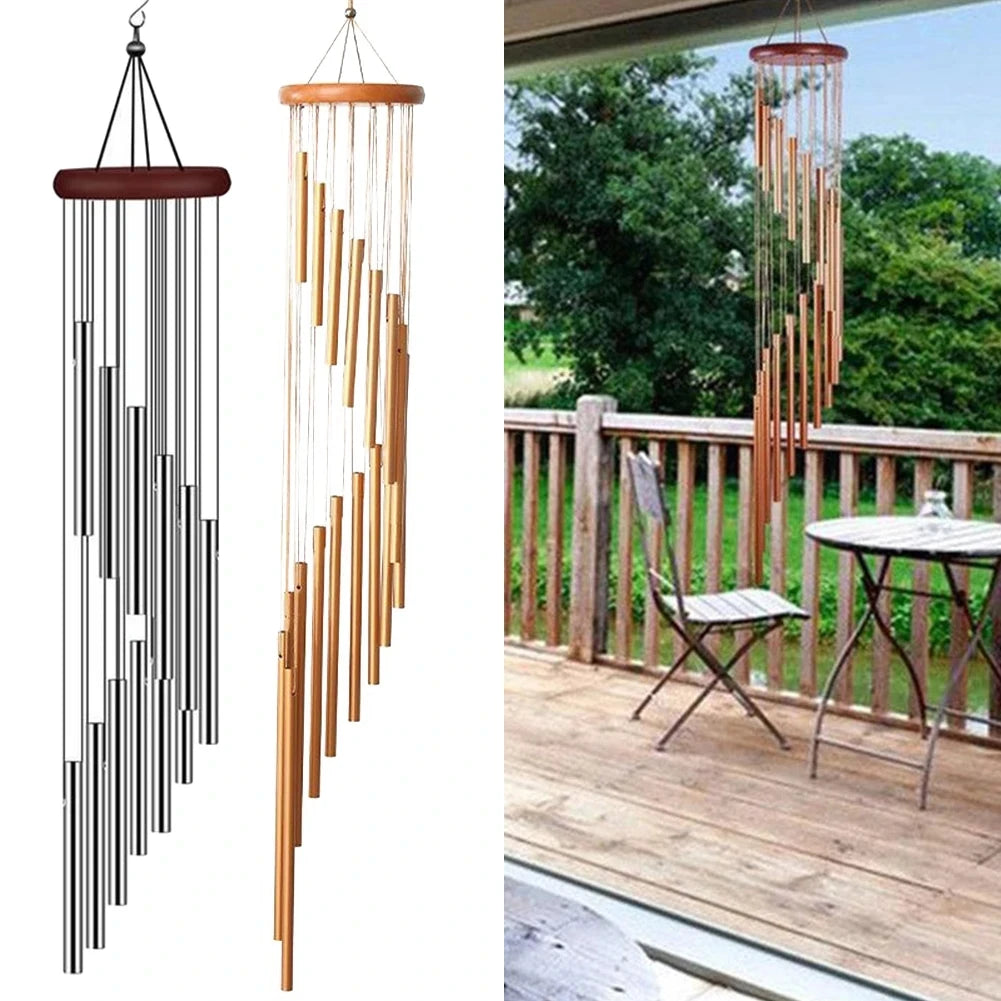 12 Tubes Aluminium Silver Gold Garden Wind Chimes