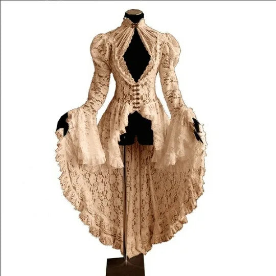 Victorian Vampire Dracula Costumes Gothic Lace Dress Cloak Fancy Dress