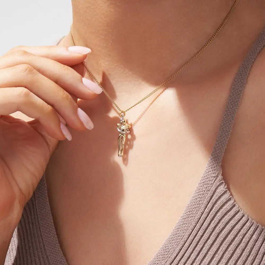 Couple Necklace Unity Trust Embrace Pendant Necklace Adjustable Length