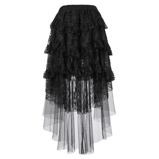 Black Sexy Gothic Lace Steampunk Victorian Burlesque Petticoat Skirt