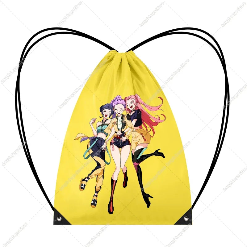 KPop Demon Hunters Merch Drawstring Bags Swim Sports PE Kit Book Bag Huntrix Rumi Derpy Gift Tiger