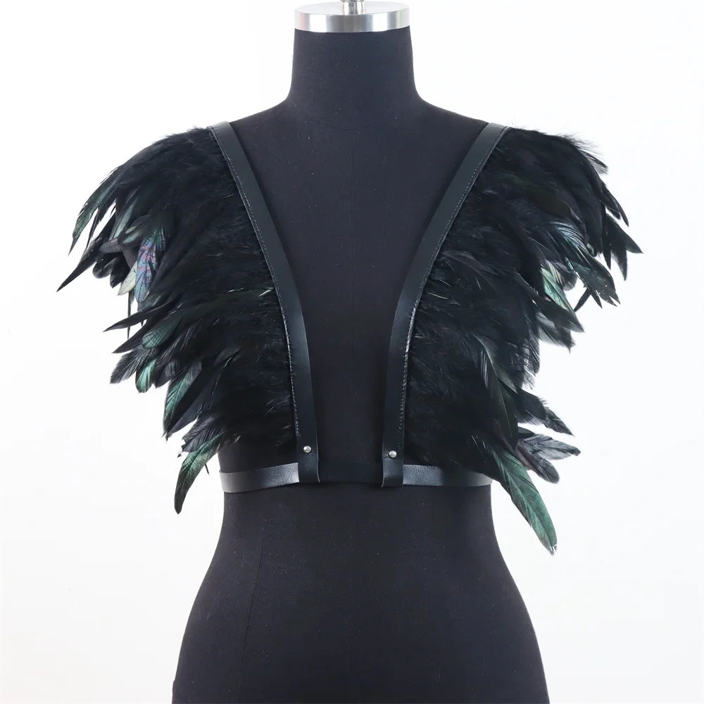 Gothic Halloween Feather Shawl Shrugs Bolero Carnival Costume