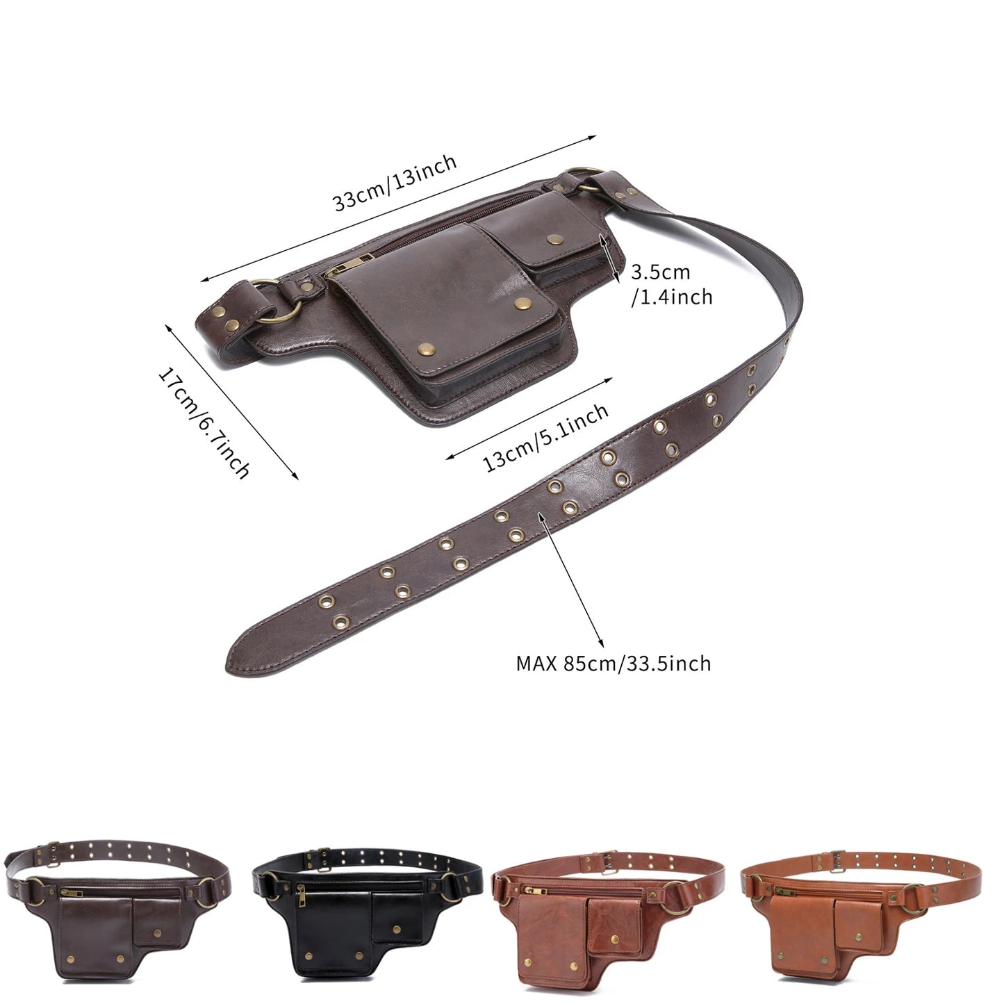 Punk Motorcycle Style Waist Bag Fanny Pack
