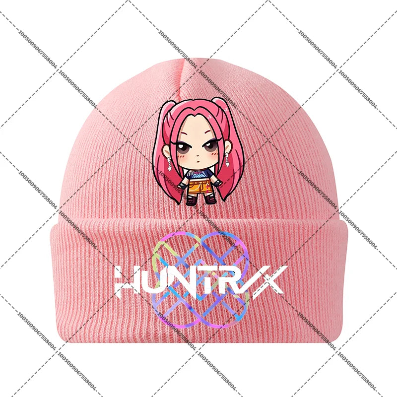 KPop Demon Hunters Huntrix Knit Cap Winter Beanie Knitted Hat Rumi Mira Zoey Merch Gifts