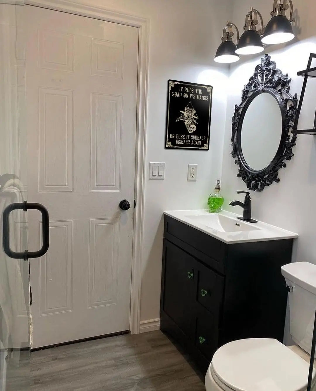 Plague Doctor Wash Your Hands Metal Tin Sign Gothic Bathroom Home Decor