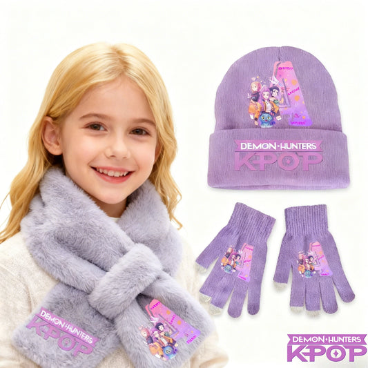 K-Pop Demon Hunters 3Pcs Hat Gloves Scarf Set Huntrix Personalised