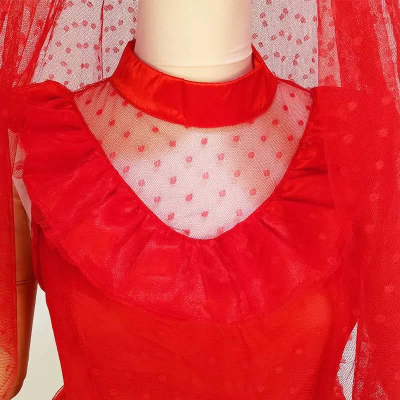 Red Bride Fancy Dress Lydia Deetz Beetlejuice Wedding Costume