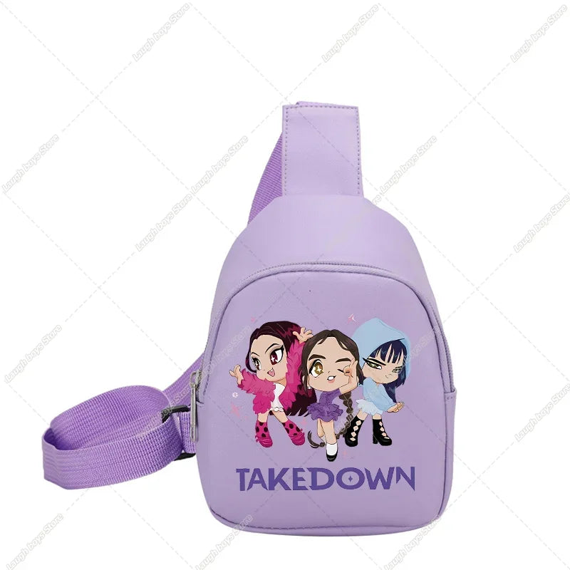 KPop Demon Hunters Huntrix Childs Backpack Rumi Mira Zoey Shoulder Bag Derpy Tiger Merch Gifts K-pop Cute