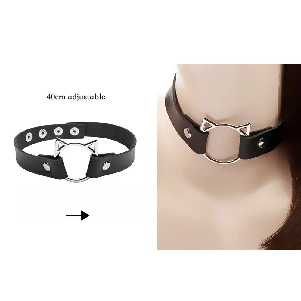 Bondage Sexy Heart Lock Key Rivets Black Goth Punk Chokers Gothic Collar