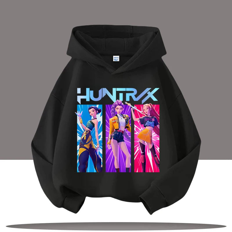 KPop Demon Hunters Huntrix Hoodies Girls Boys Rumi Hooded Sweatshirt Jumper K-pop Merch Gifts