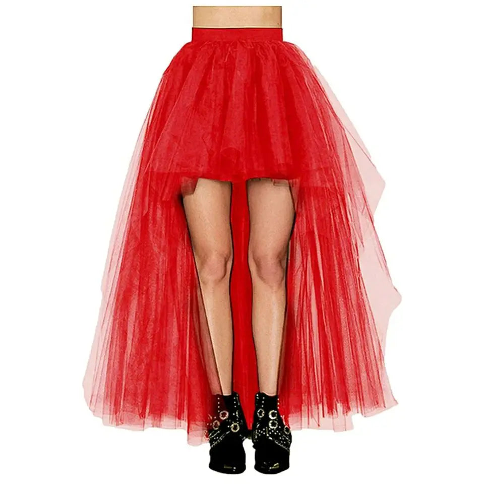 Fancy Dress Gothic Tulle Ball Gown Black Mesh Steampunk Long Net Petticoat Skirt Costume