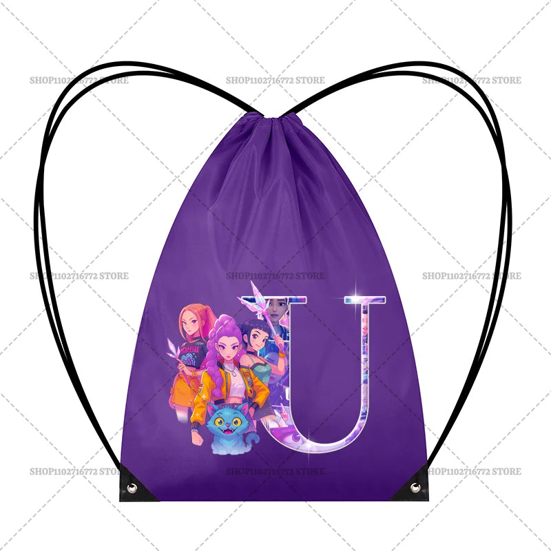 KPop Demon Hunters Merch Personalised Initial Backpack Book Sports PE Kit Swim Bag School Rumi Mira Zoey Huntrix Gift