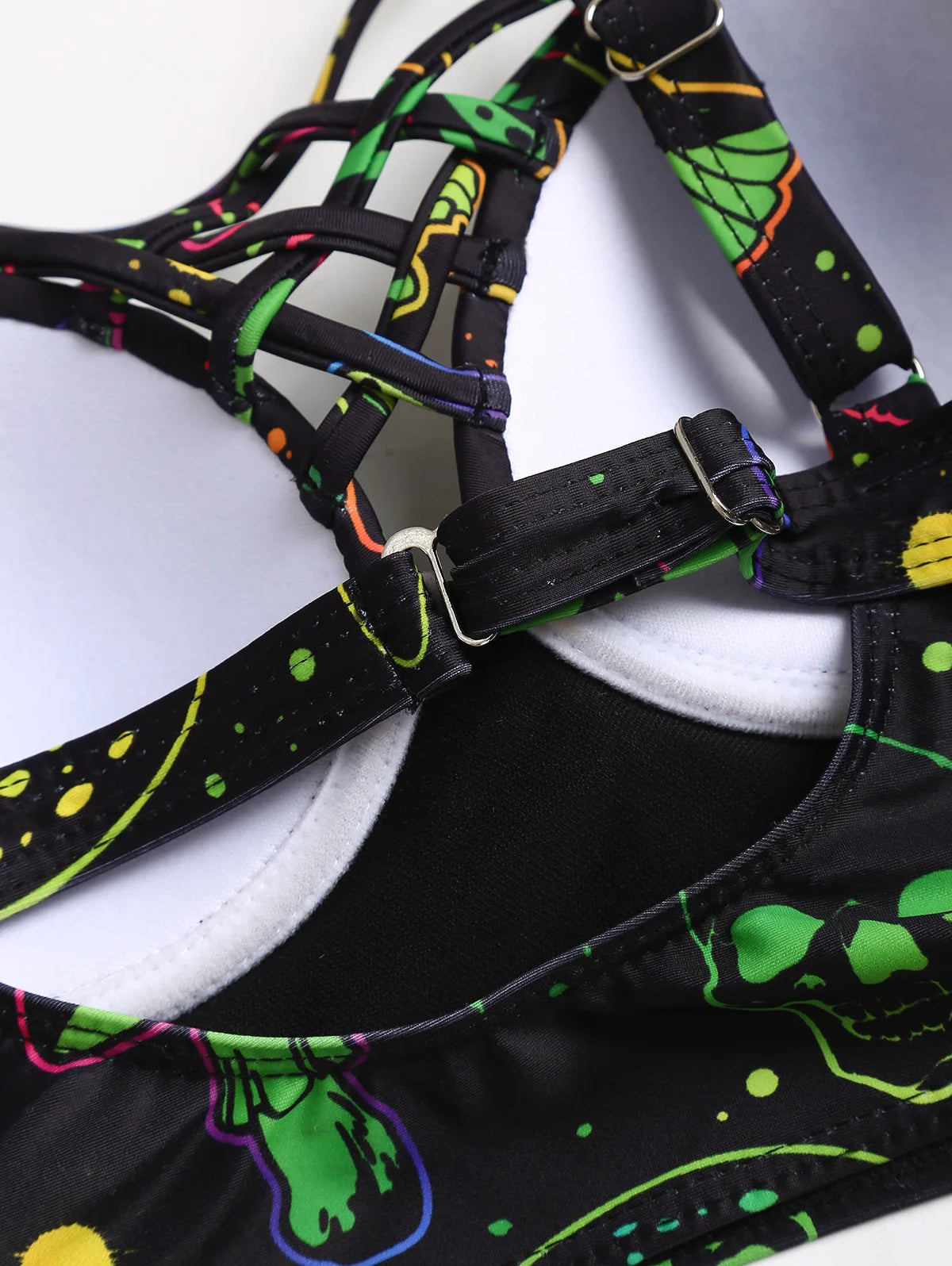 Skull Print Gothic Retro Vintage 1950s Bikini Two Piece Bathing Suit Swimwear