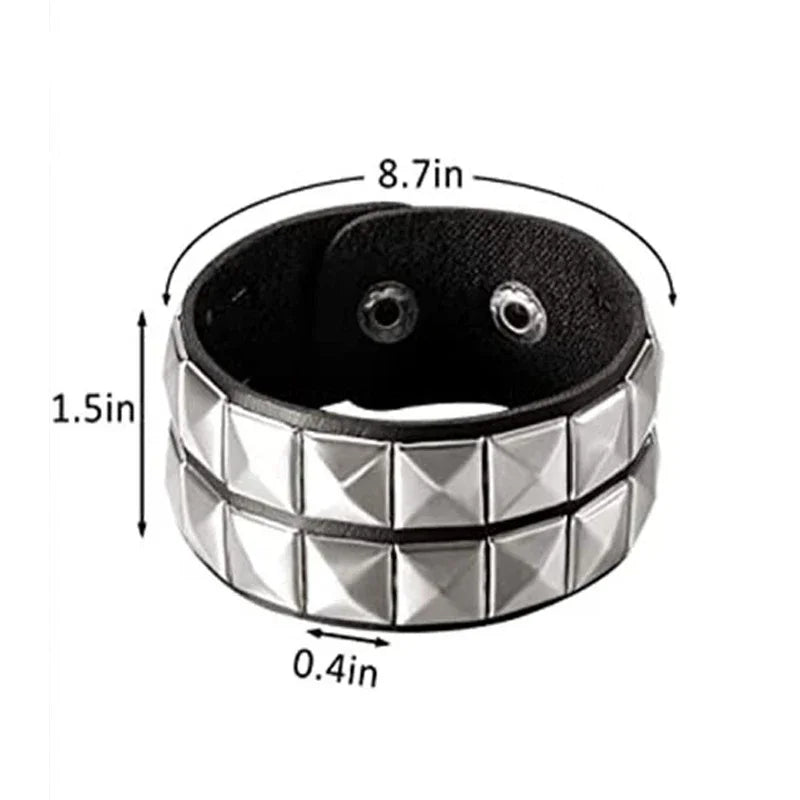 Black Silver Metal Arm Cuff Studded Bracelet