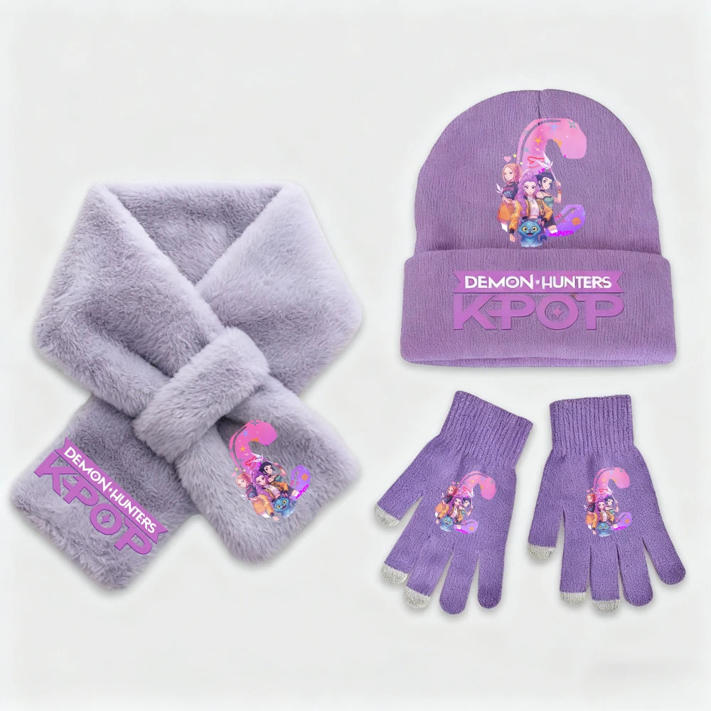 K-Pop Demon Hunters 3Pcs Hat Gloves Scarf Set Huntrix Personalised