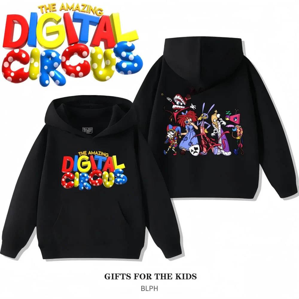 The Amazing Digital Circus Pomni Family Hoodie Kids Clothes Glitch Hooded Jumper
