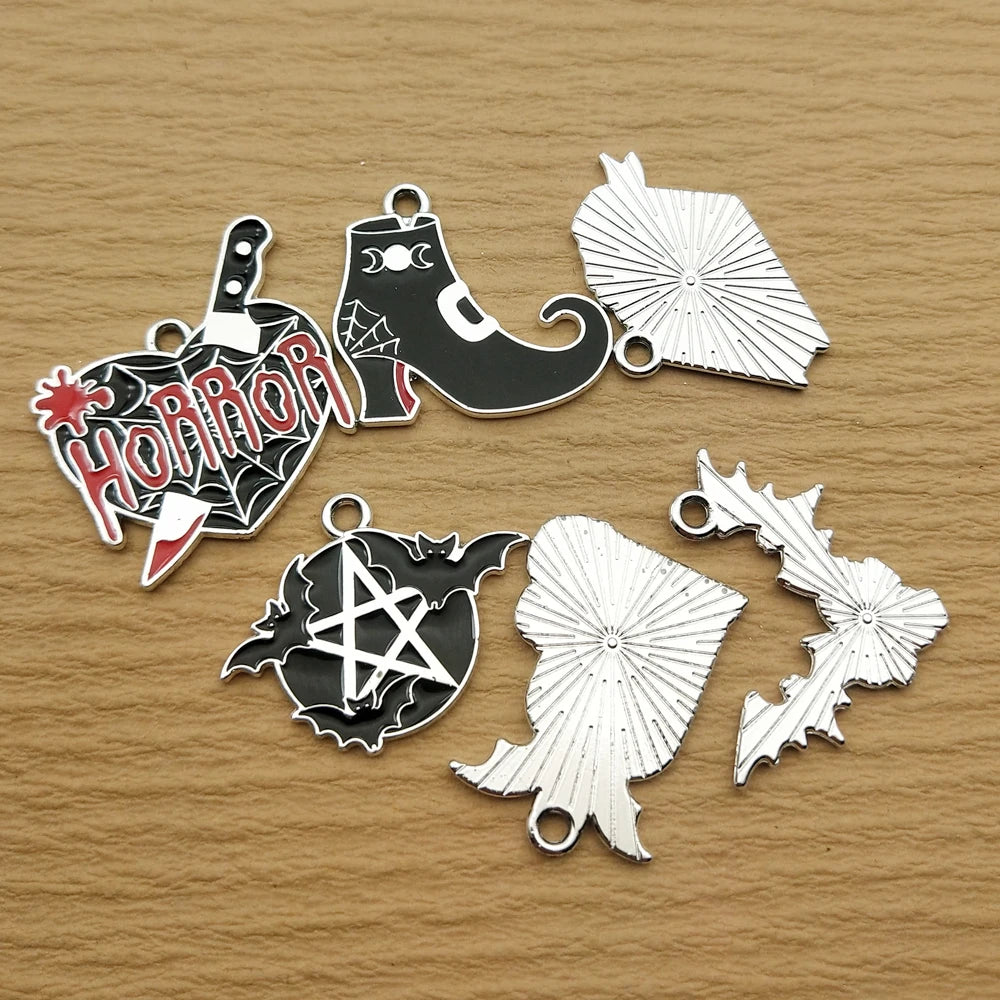 10pcs Halloween Horror Character Charm for Jewelry Making Enamel Necklace Pendant Diy Accessories Alloy Metal