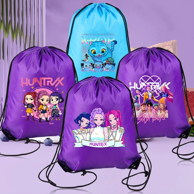 KPop Demon Hunters Kids Drawstring Bag Swimming Bag PE Kit Sports Huntrix School
