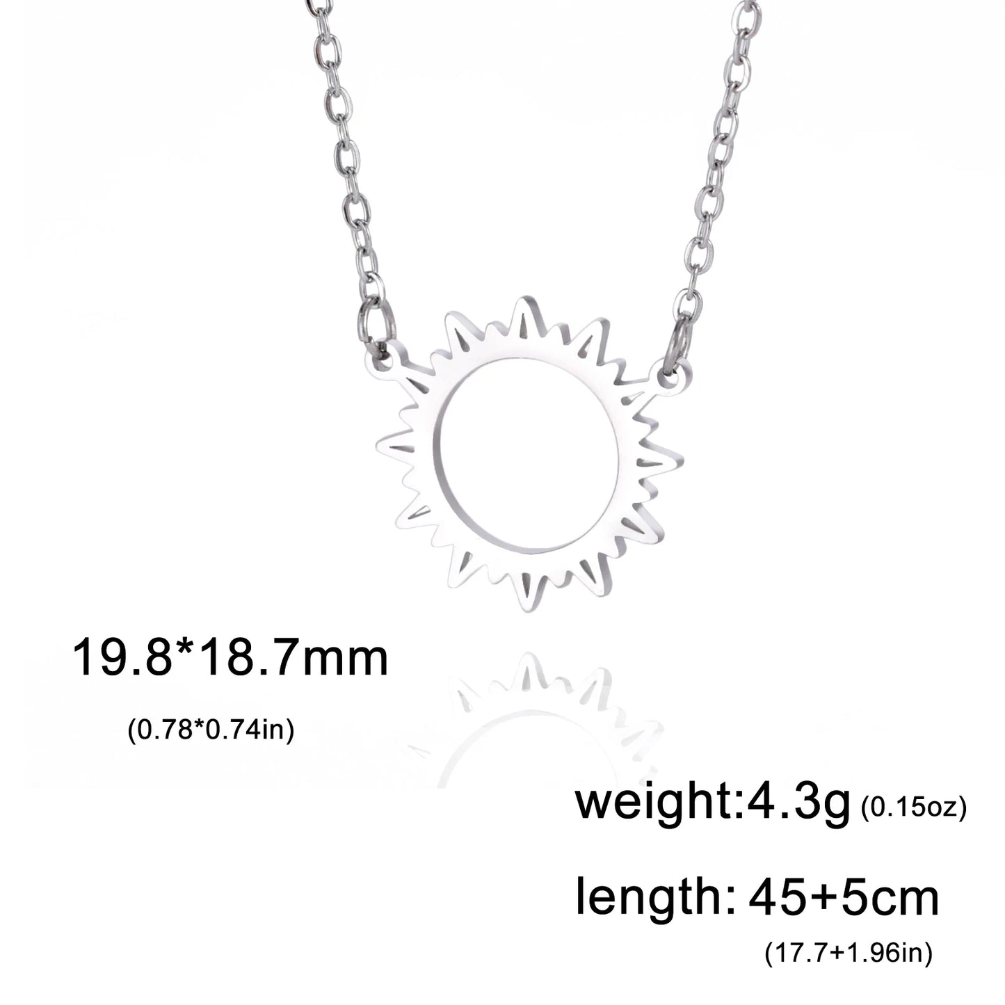 Sun Moon Pendant Chain Necklace Stainless Steel Bohemian Choker Necklace Pagan