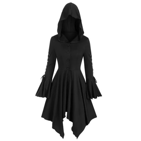Gothic Purple Hooded Dress Coat Jacket Medieval