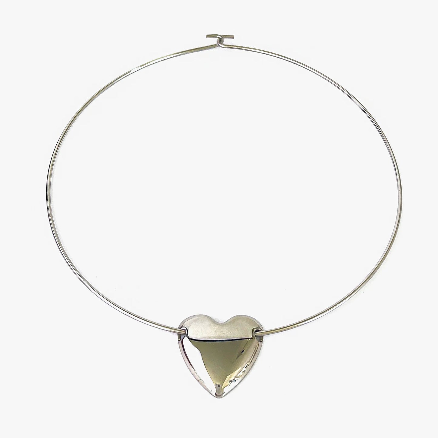 Silver Plated Choker Heart Pendant Necklace