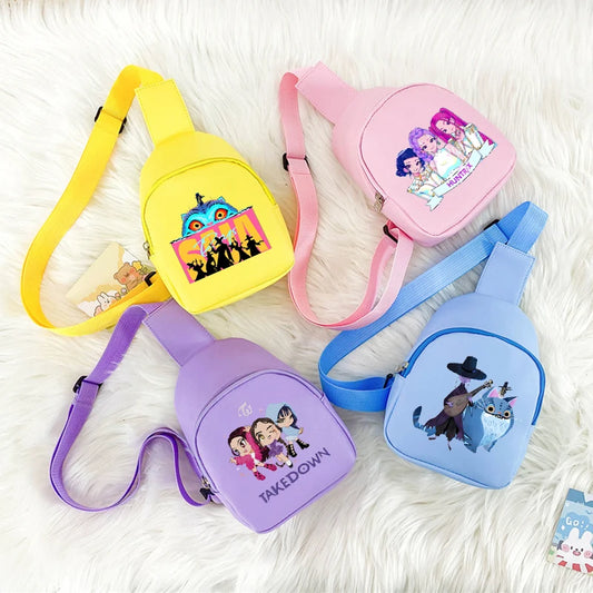 Kpop Demon Hunters Kawaii Chest Pack Rumi Huntrix Backpack Kids Shoulder Bag Pouch