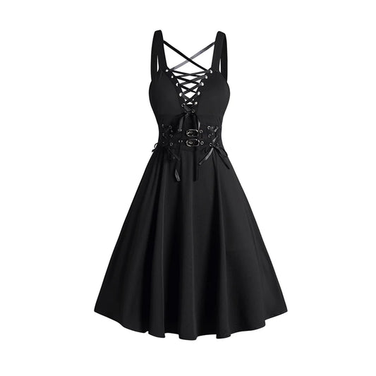 Black Sexy Vintage Gothic Swing Dress 1950's