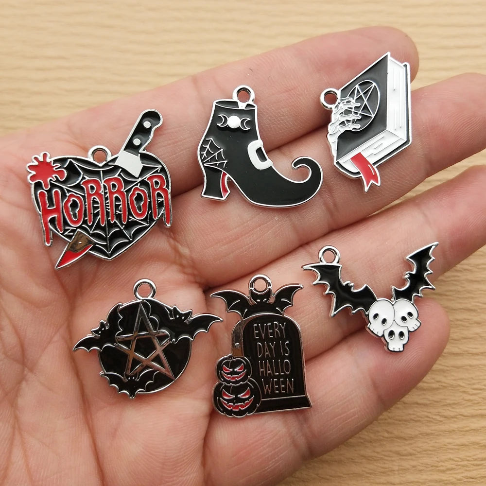 10pcs Halloween Horror Character Charm for Jewelry Making Enamel Necklace Pendant Diy Accessories Alloy Metal