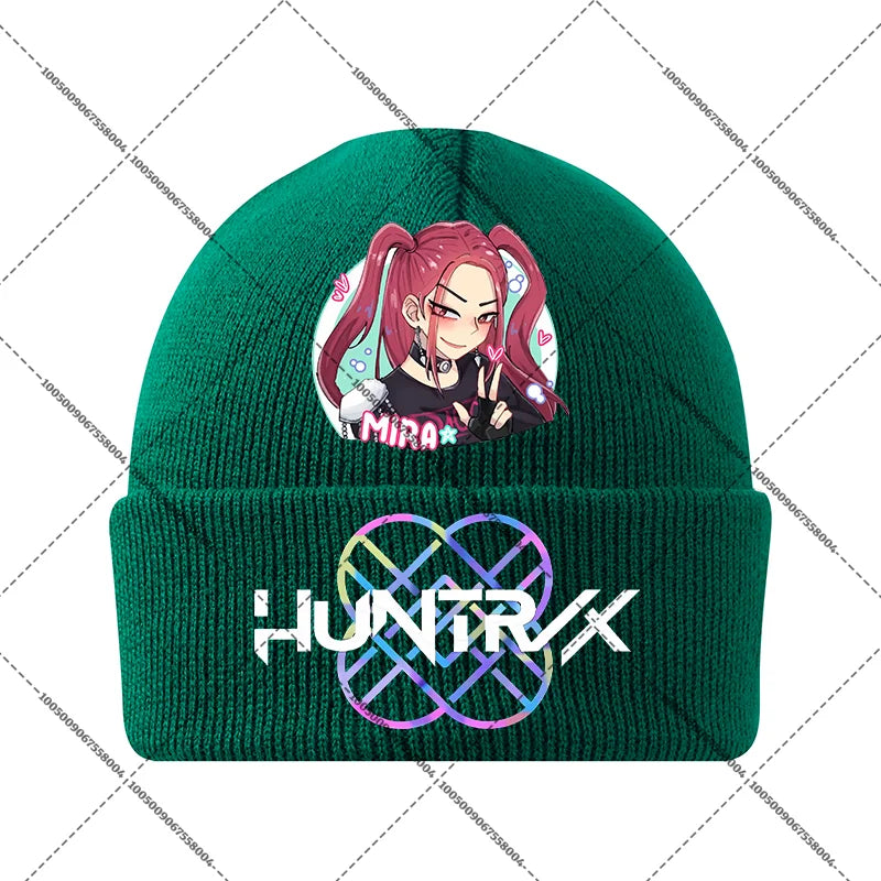 KPop Demon Hunters Huntrix Knit Cap Winter Beanie Knitted Hat Rumi Mira Zoey Merch Gifts