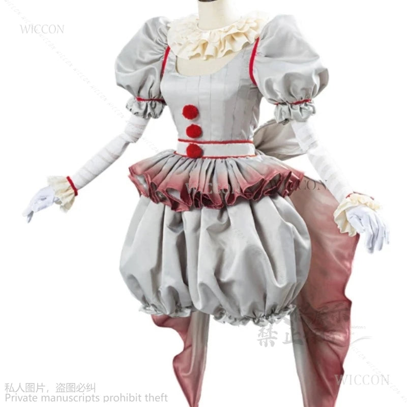 Creepy Clown Circus Scary Horror Movie Halloween Fancy Dress Costume